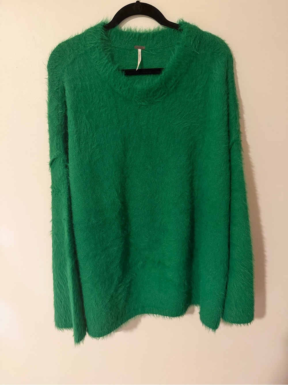 Free People Fuzzy Green Cowl Sweater